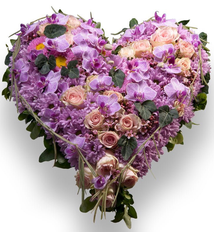 Hjerte HJ 06 - blomsterhjerte i rødt og hvitt