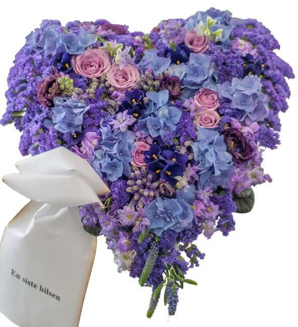 Hjerte HJ 07 - hvitt blomsterhjerte med grønt