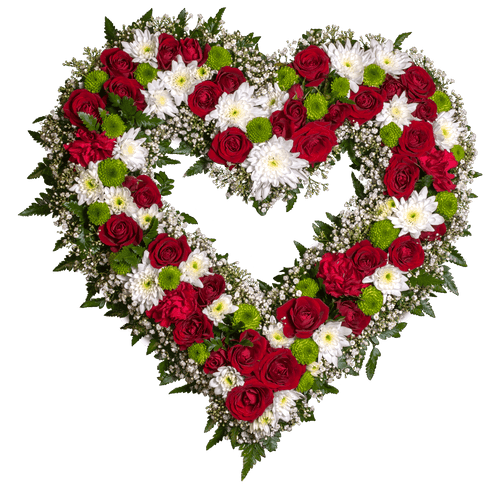 Blomsterhjerte i rødt & hvite