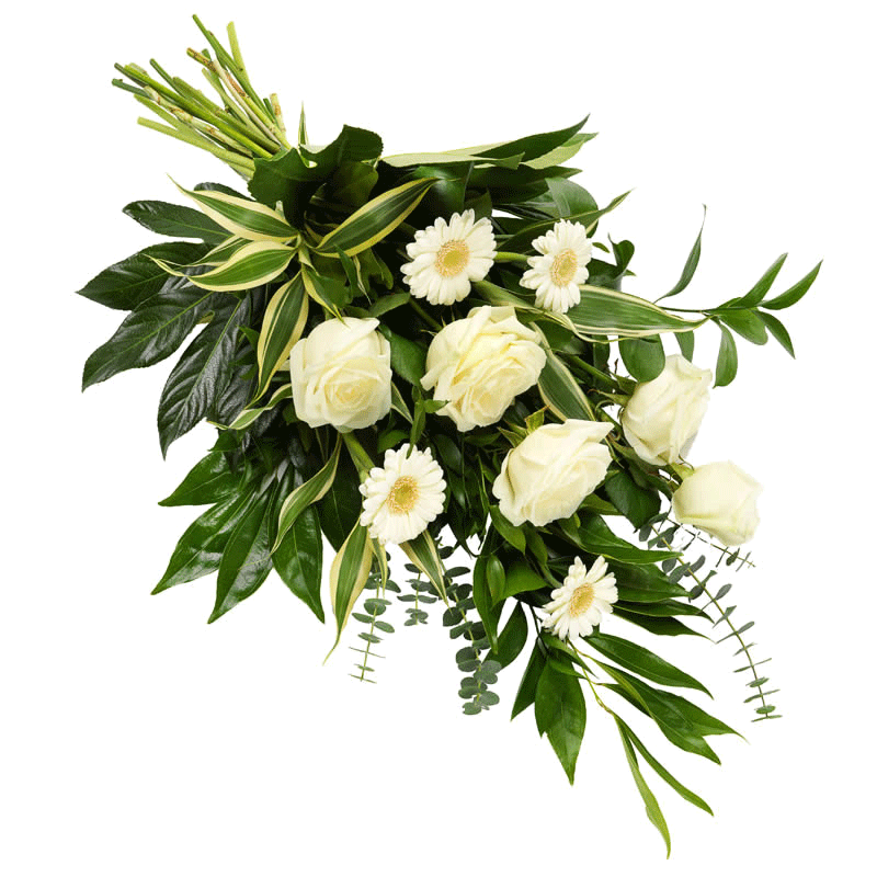 Simple stretcher bouquet in white